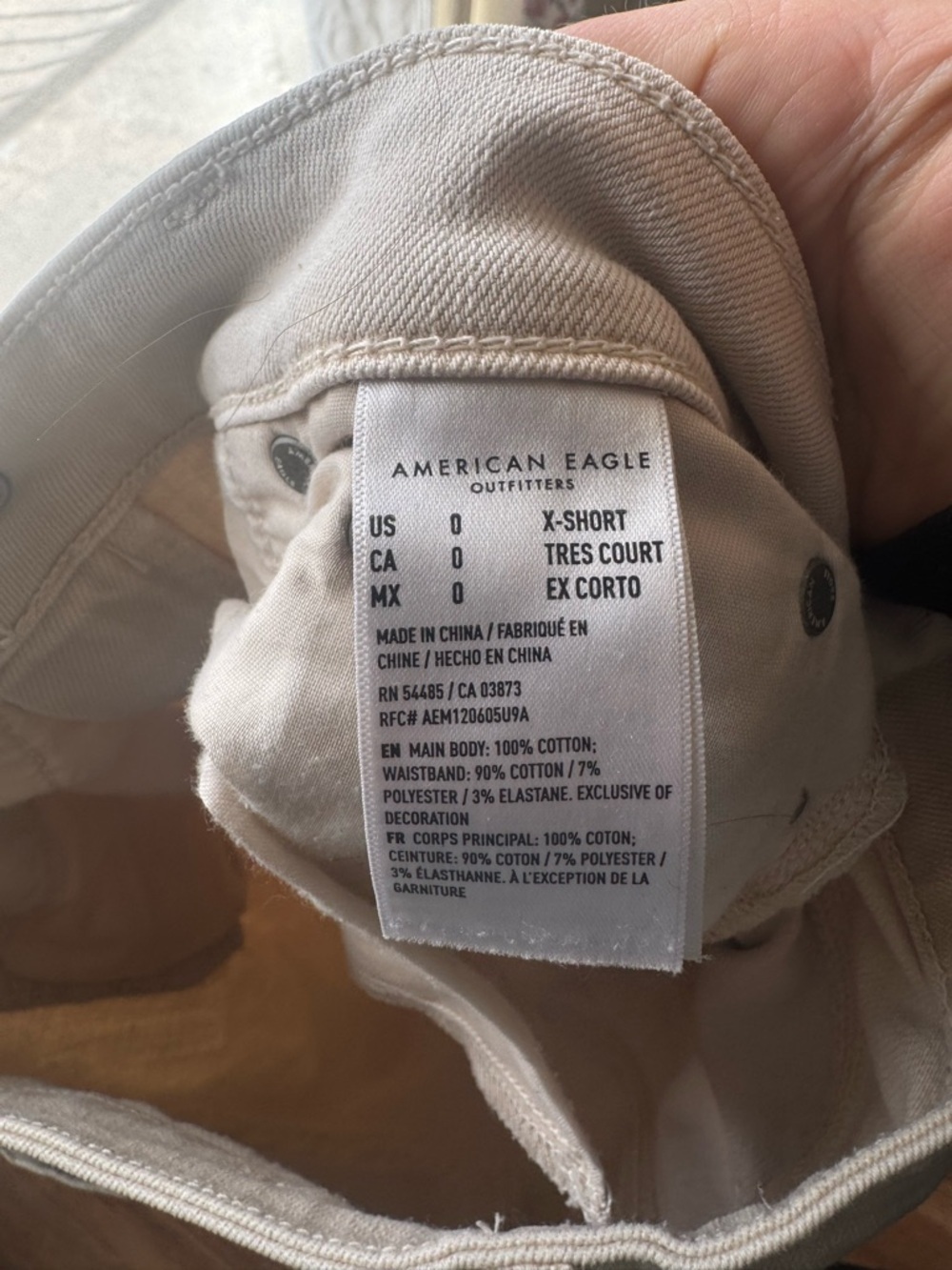 American Eagle Cream Straight Leg Jeans High Rise Neutral Denim Size X-Short - Picture 7 of 7